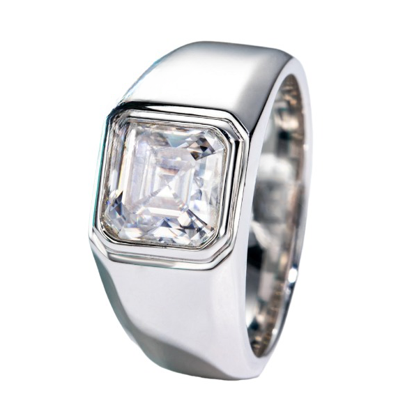 mens moissanite ring asscher cut Holloway Jewellery
