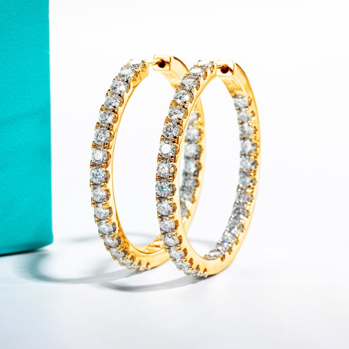 Holloway Jewellery Moissanite Diamond Hoop Huggie Earrings Canada