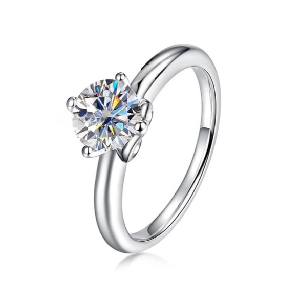 1 Carat Moissanite Diamond Engagement Ring Sterling Silver