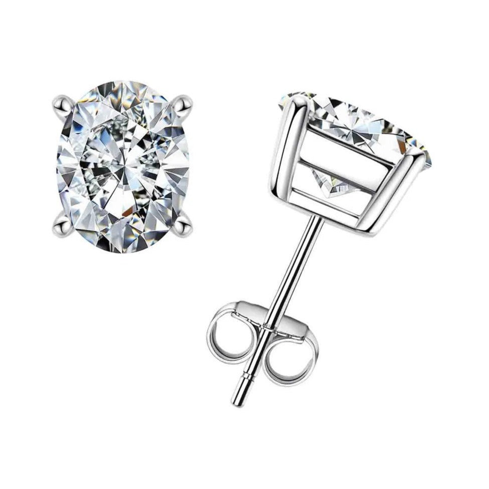 Oval Cut Moissanite Diamond Stud Earrings