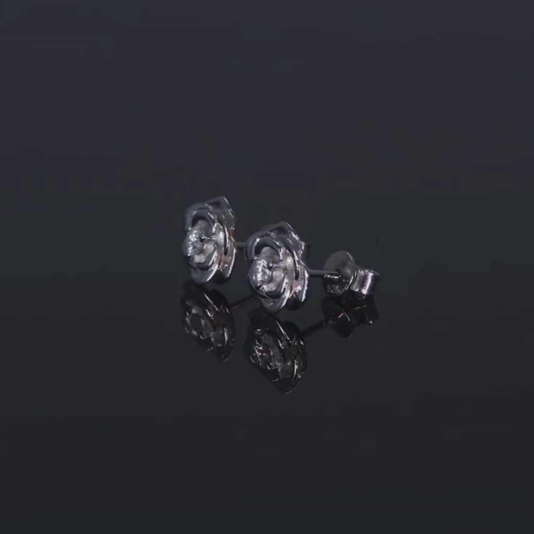 Holloway Jewellery Rose Moissanite Stud Earrings Silver Rose Gold Colour
