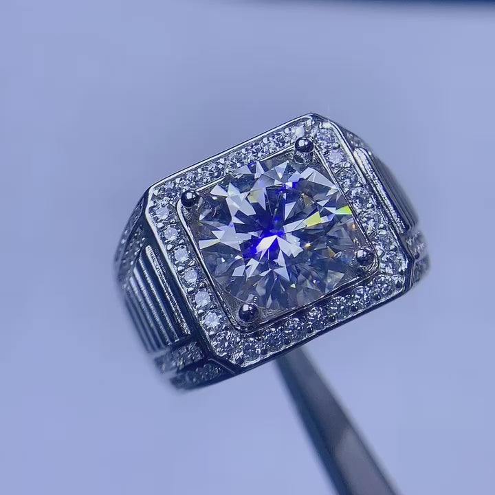5ct mens moissanite ring video Holloway Jewellery