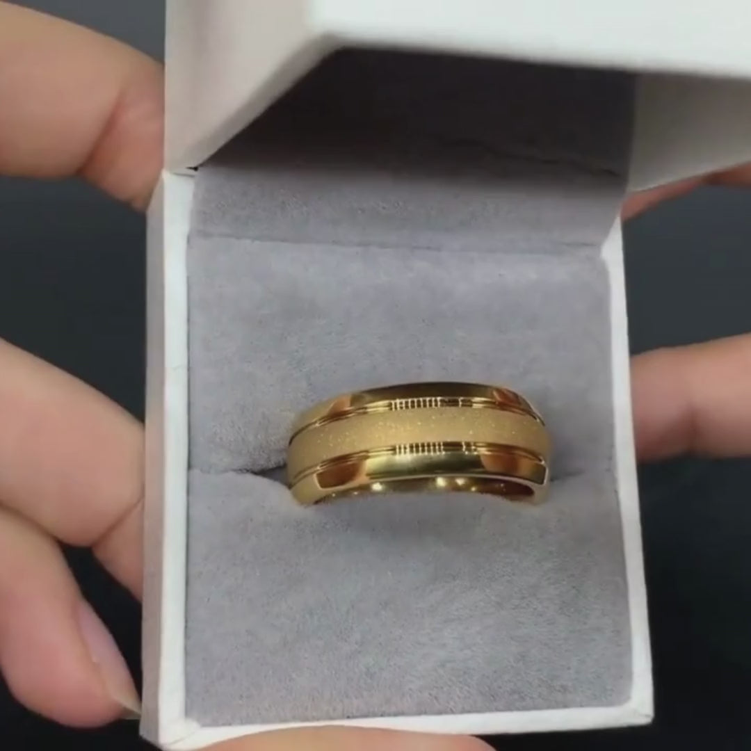 gold colour tungsten mens ring Holloway Jewellery