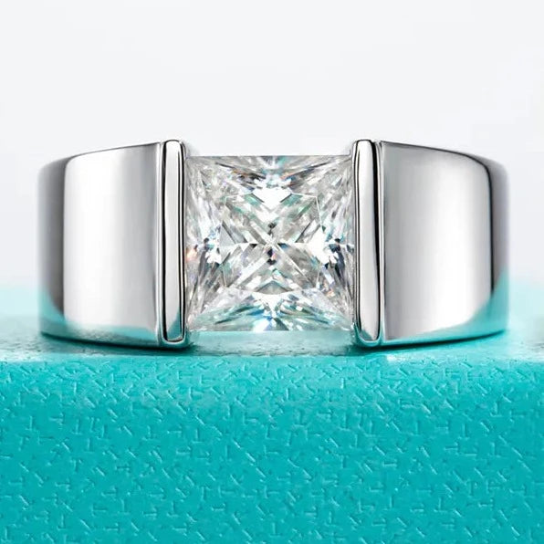 3ct mens moissanite ring princess cut