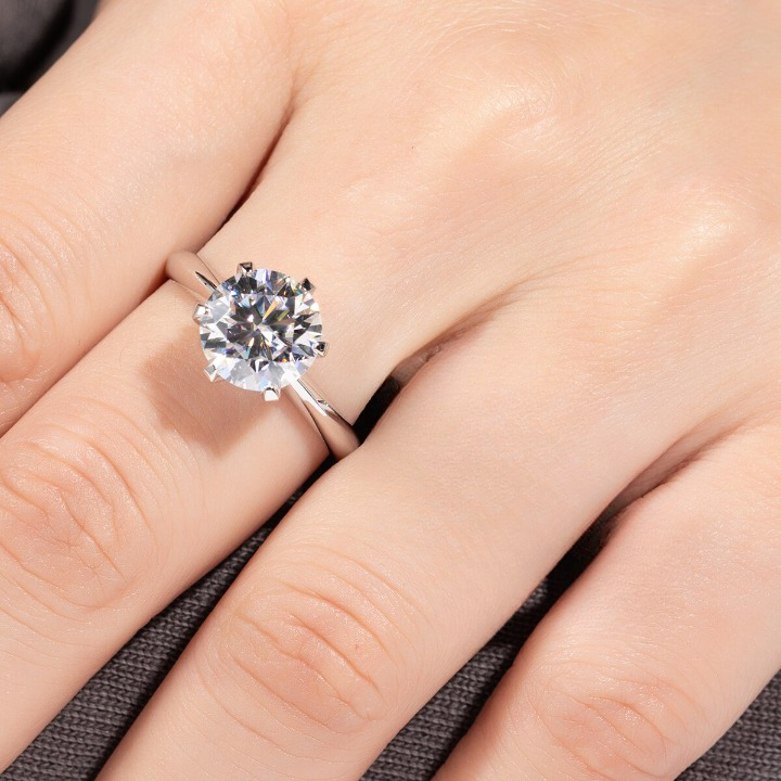 5ct Solitaire Engagement Ring Moissanite Diamond 925 Sterling Silver 18K Gold Plated