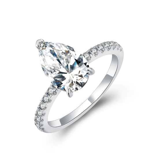 3ct Pear Shaped Moissanite Diamond Ring