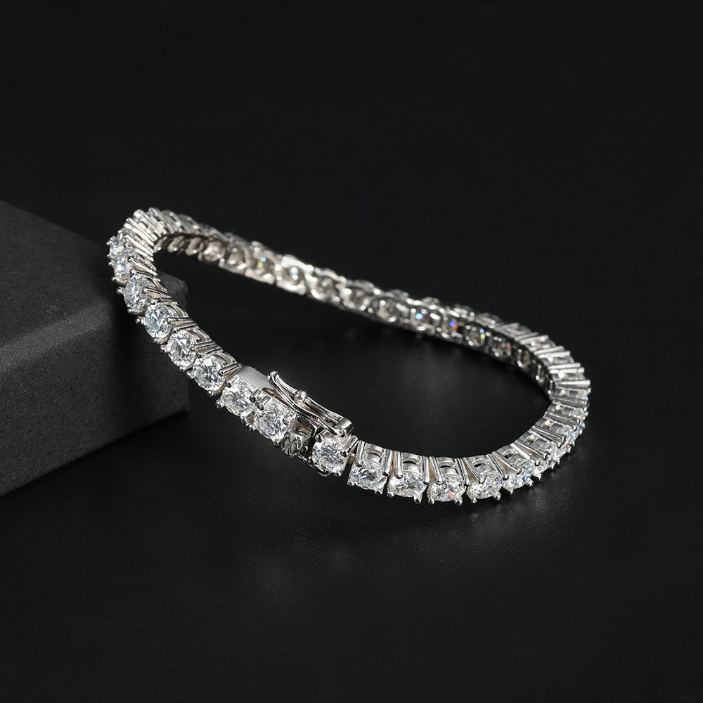 Womens Moissanite Tennis Sterling Silver Bracelet Australia