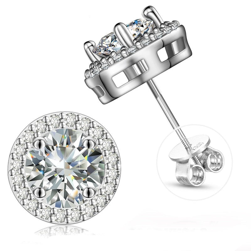 Moissanite Diamond Sterling Silver Earrings