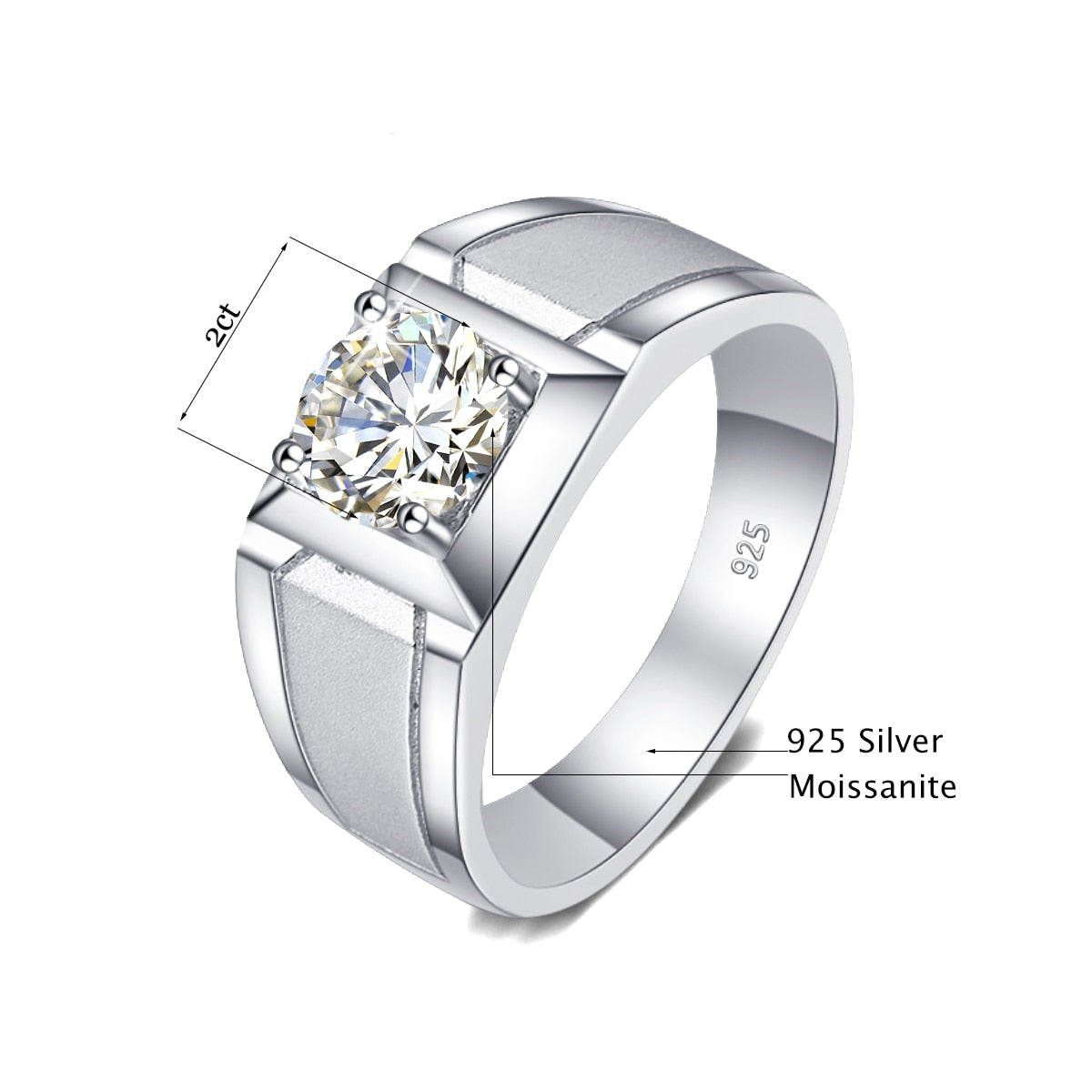 Mens Moissanite Diamond Sterling Silver White Gold Plated Engagement Ring New Zealand