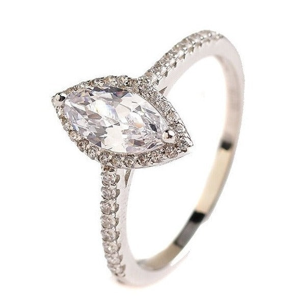 1 Carat Marquise Cut Moissanite Diamond Ring 925 Sterling Silver White Gold Plated