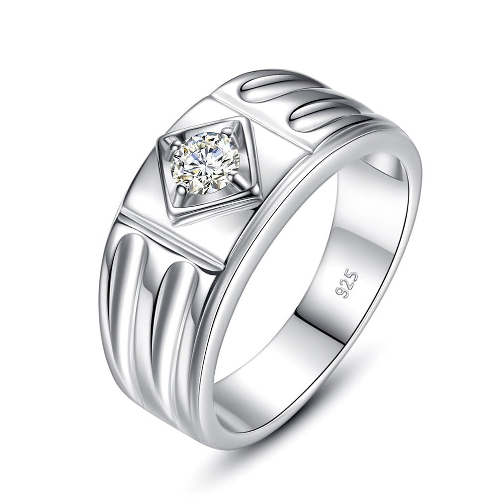 0.3ct Mens Moissanite Diamond Sterling Silver Ring