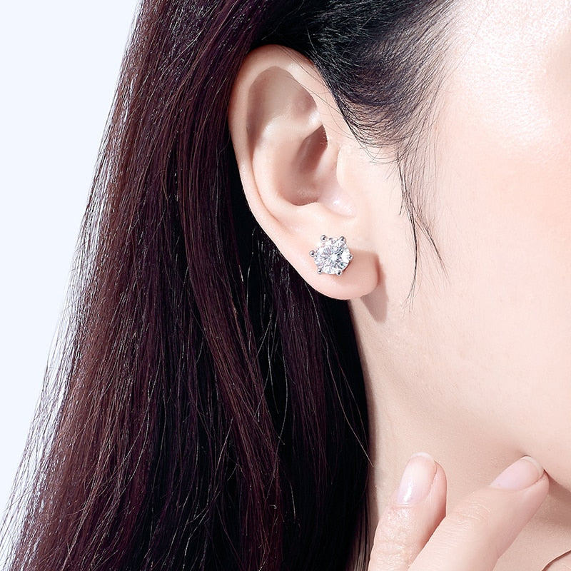 Womens Moissanite Sterling Silver Gold Plated Earrings New Zealand