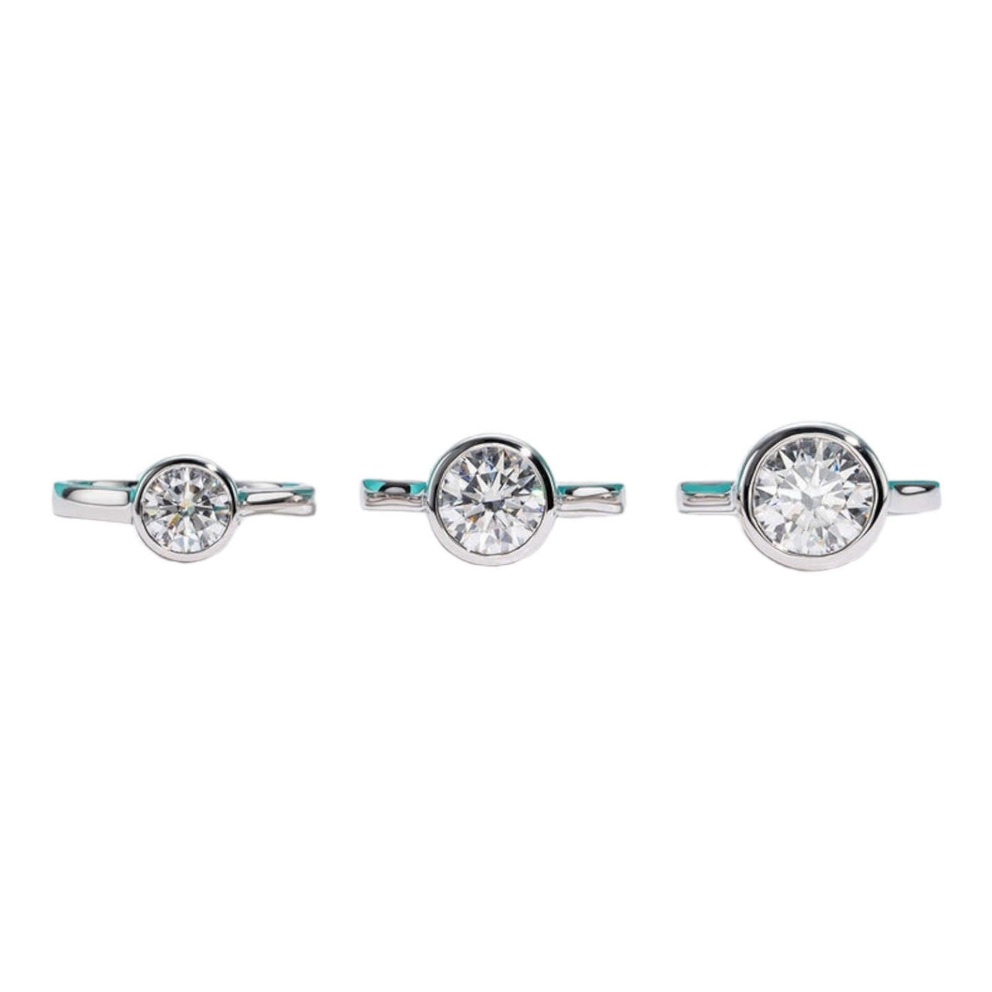 Bezel Set Moissanite Diamond Solitaire Engagement Ring United States