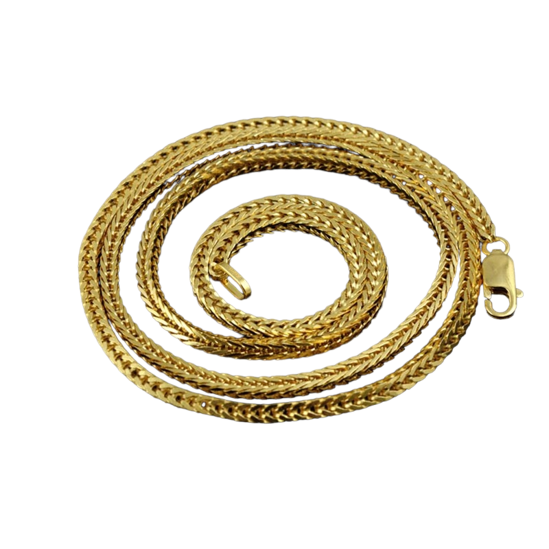 Mens Chopin Chain Golden 925 Sterling Silver Necklace USA