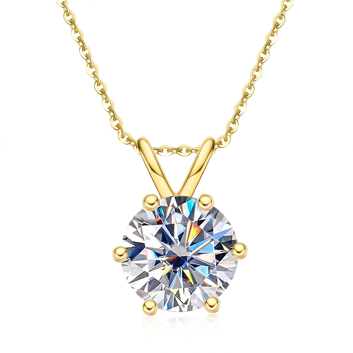 Womens Moissanite Diamond Sterling Silver Necklace