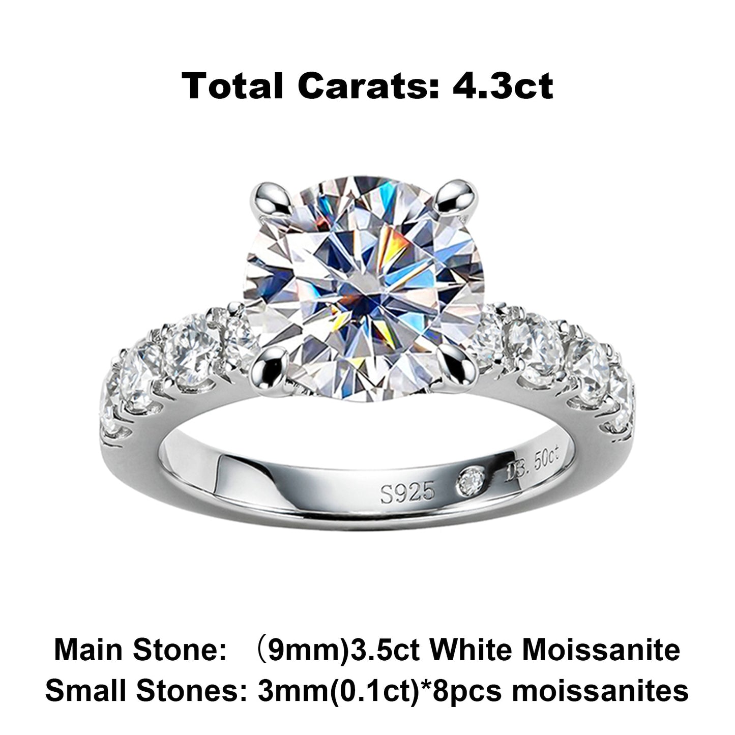 Moissanite Diamond Sterling Silver Engagement Ring AustraliaBand Rings