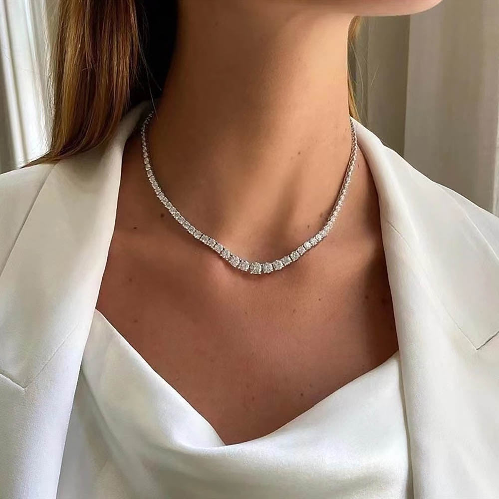 Moissanite Diamond Sterling Silver Necklace UK