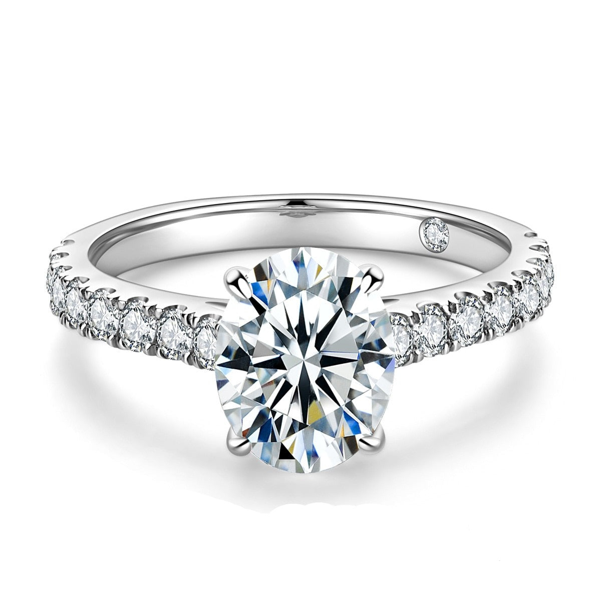2 Carat Oval Cut Moissanite 18K Gold Plated Ring Sterling Silver Engagement Ring