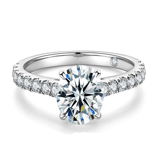 2 Carat Oval Cut Moissanite 18K Gold Plated Ring Sterling Silver Engagement Ring
