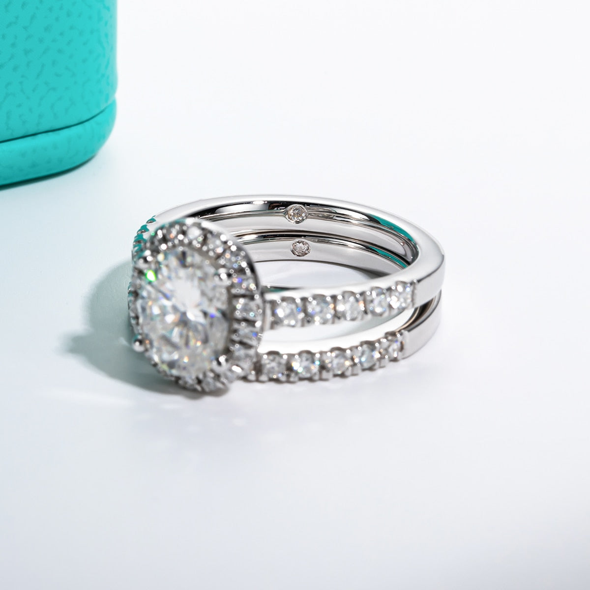 moissanite engagement ring oval diamond shape and halo ring design