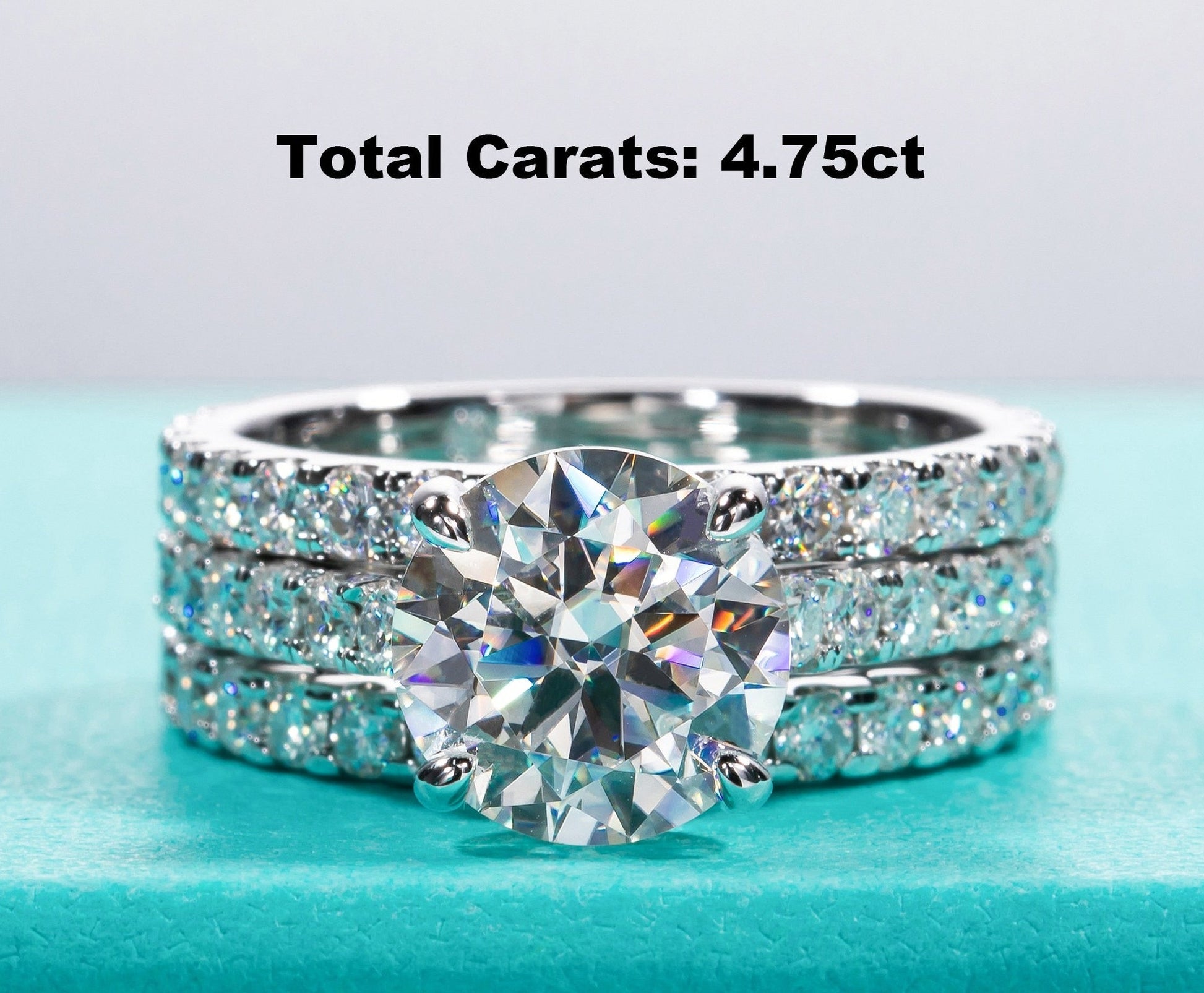 3ct Main Stone Moissanite Diamond Ring Set New Zealand
