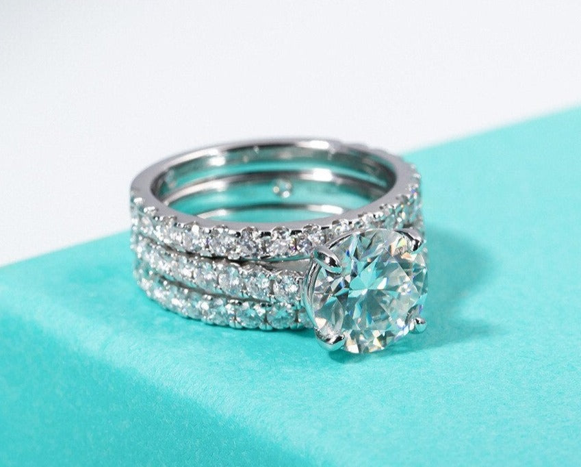 Moissanite Sterling Silver Ring Set Australia