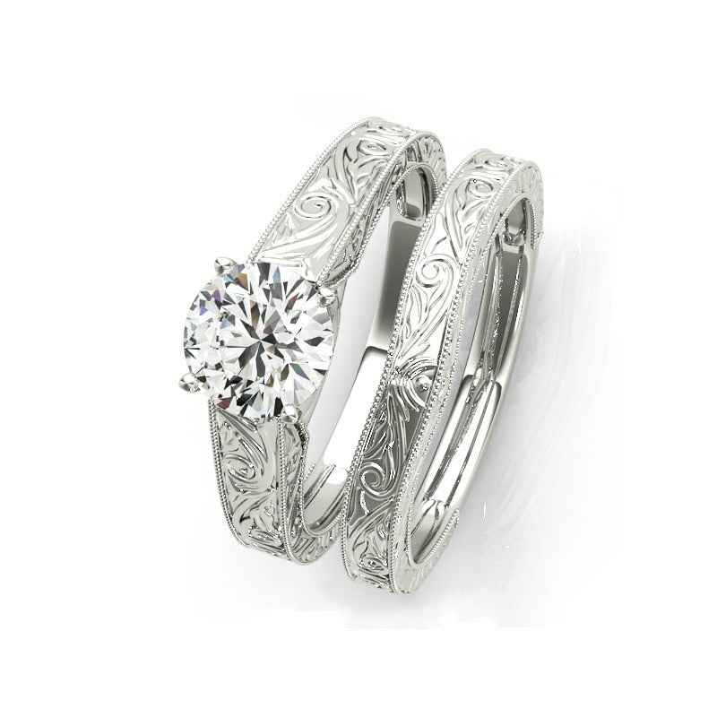 vintage ring set art deco ring set 1.2ct moissanite ring Holloway Jewellery