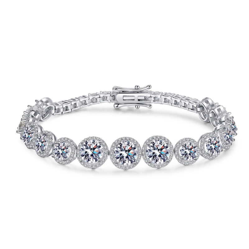 Moissanite Diamond Sterling Silver White Gold Plated Bracelet