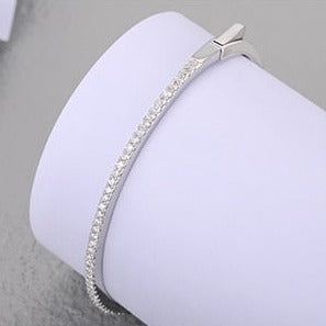 Moissanite Diamond Sterling Silver Bangle