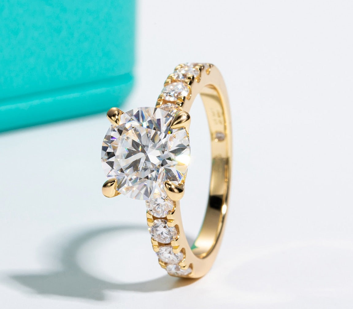 4.3cttw D Colour Moissanite 18k Gold Plated Wedding Ring Australia