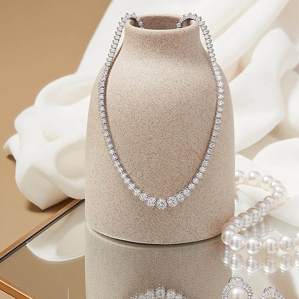 Sterling Silver Moissanite Tennis Necklace