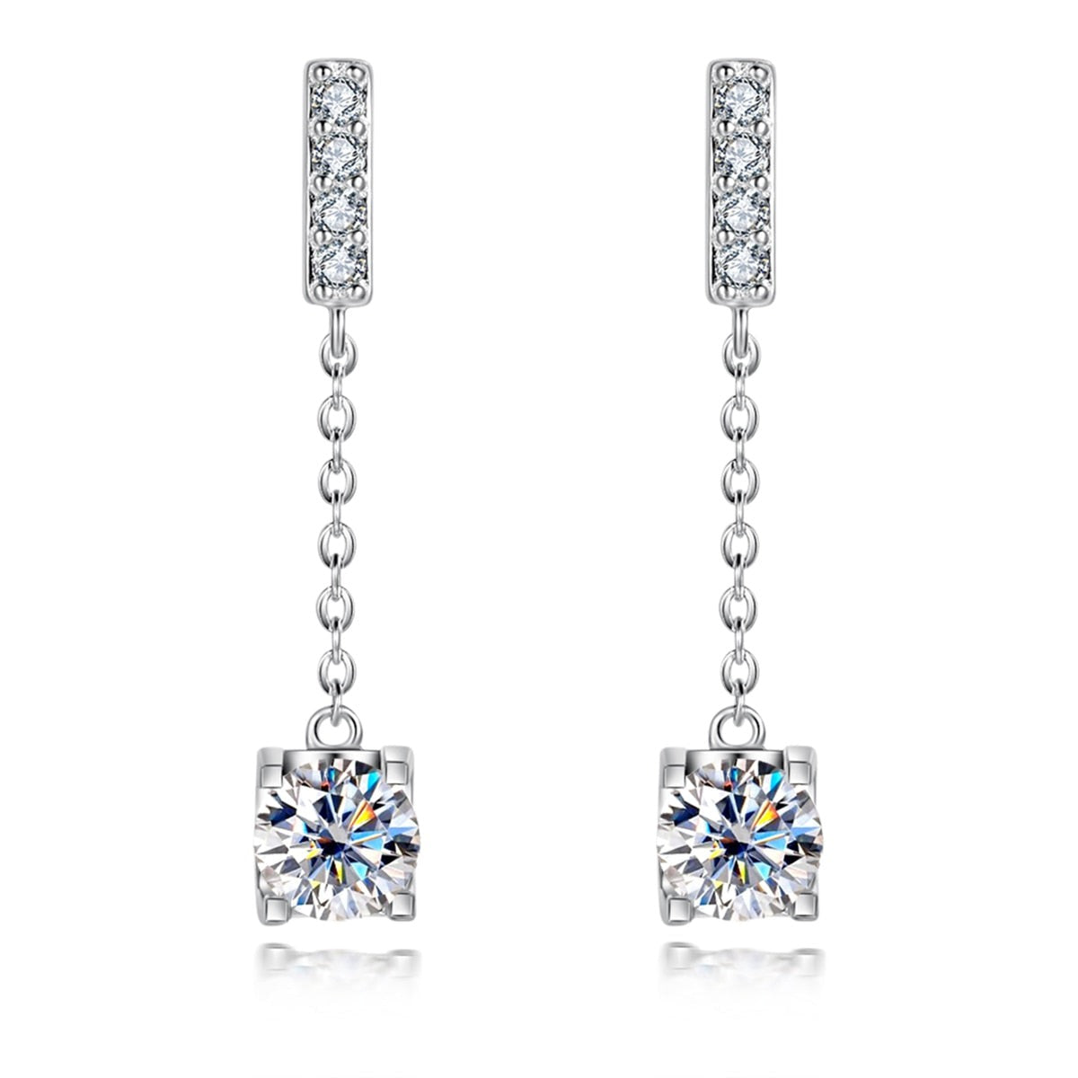 1 Carat Moissanite Diamond 18K White Gold Plated Earrings