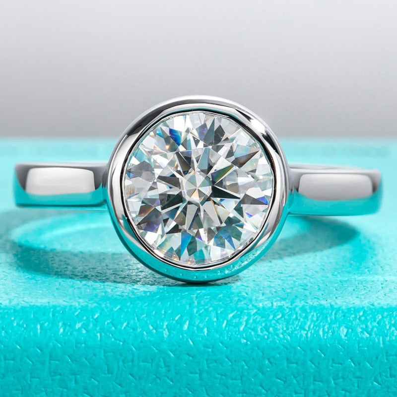 1ct 2ct 3ct Moissanite Bezel Wedding Ring