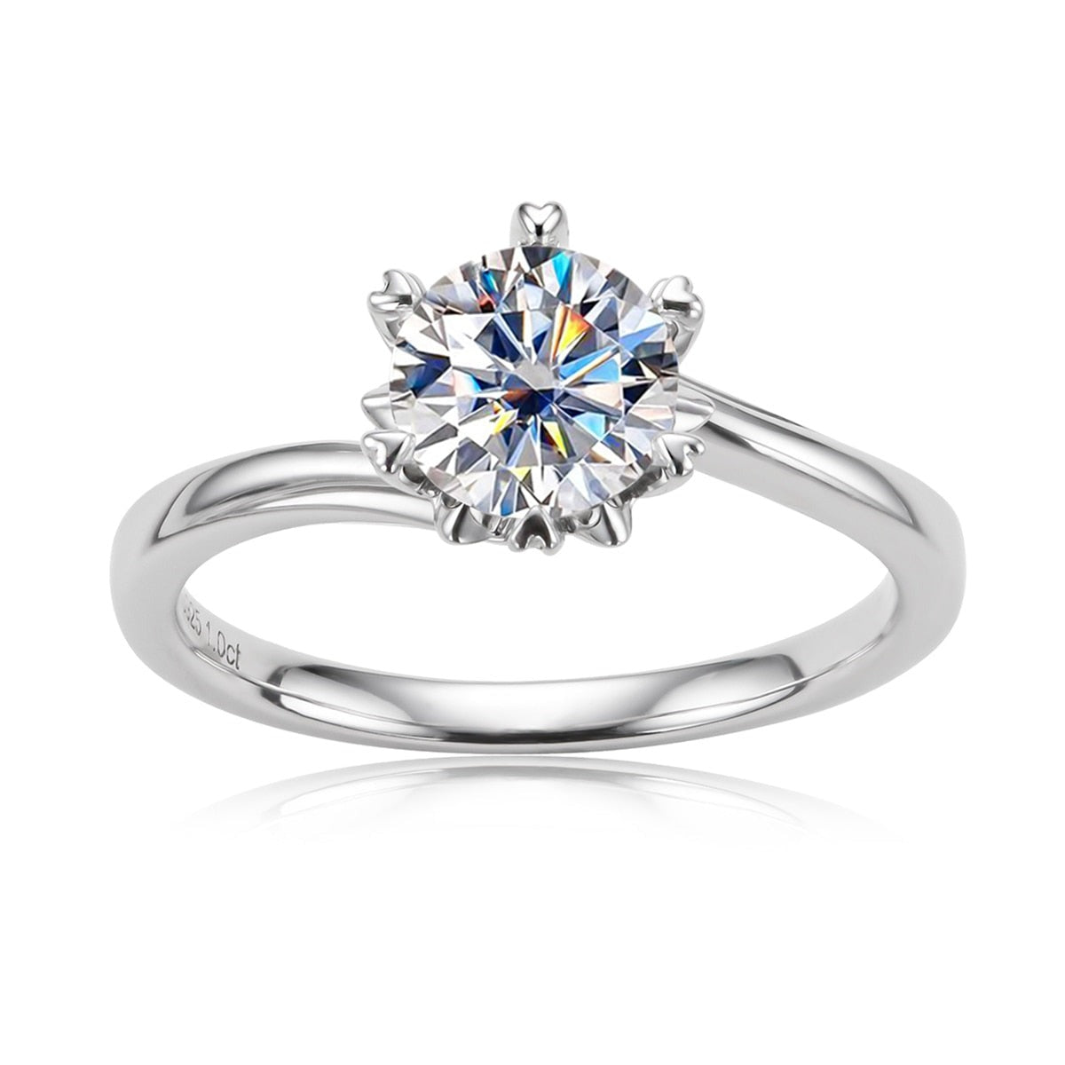 1 Carat Moissanite Diamond Engagement Ring Sterling Silver