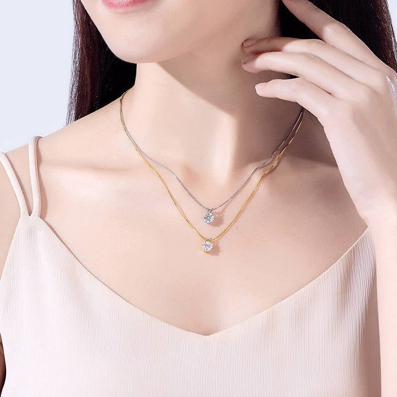 Moissanite Sterling Silver Pendant USA