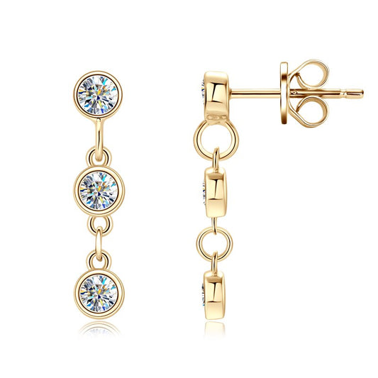 Long Hanging Moissanite Diamond Earrings Sterling Silver
