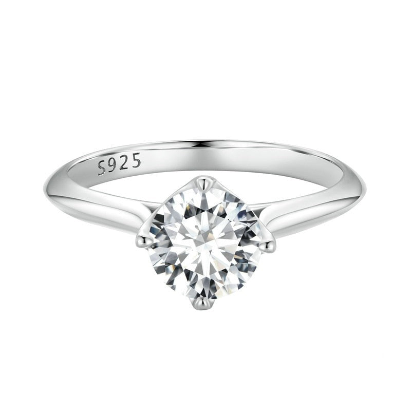 1 Carat Moissanite Engagement Ring Sterling Silver