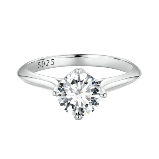 1 Carat Moissanite Engagement Ring Sterling Silver