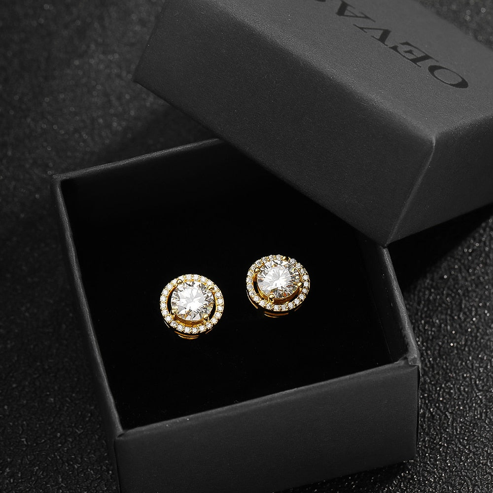 Mens Women Moissanite Diamond Stud Sterling Silver Earrings United States