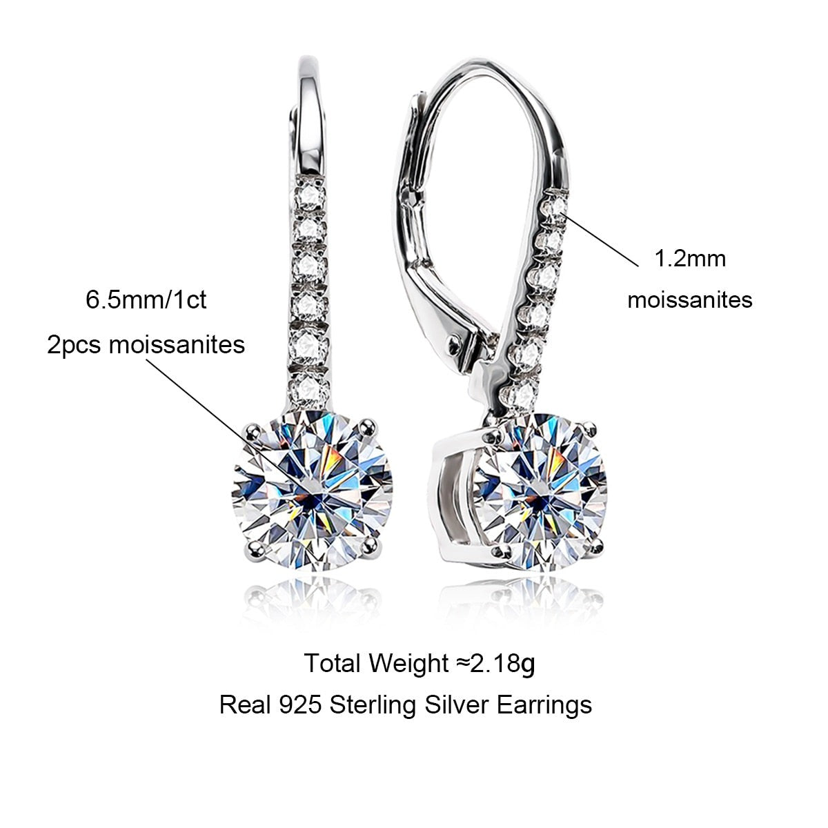 Moissanite Dangle Drop Earrings Australia