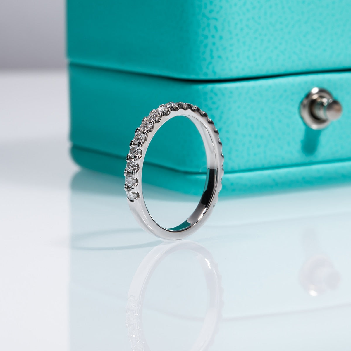 Moissanite Diamond Band 18K Gold Plated Silver Ring