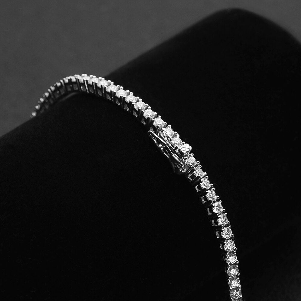 Mens Moissanite Diamond Tennis Sterling Silver Necklace
