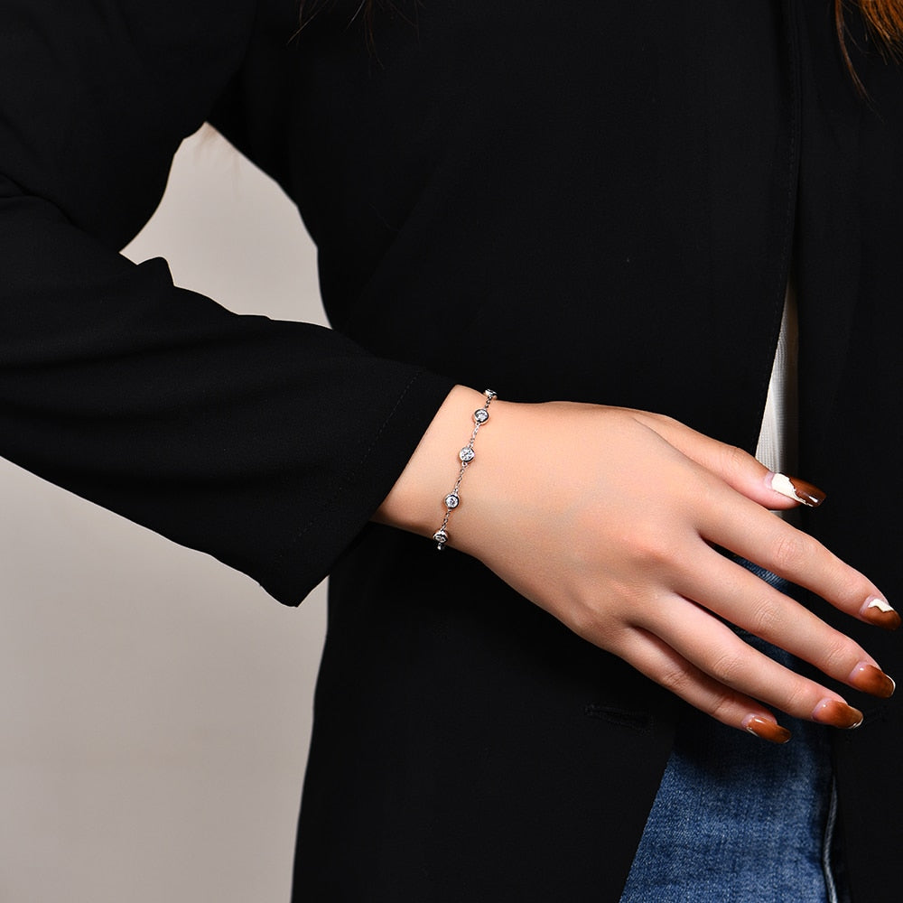Moissanite Sterling Silver Bracelet
