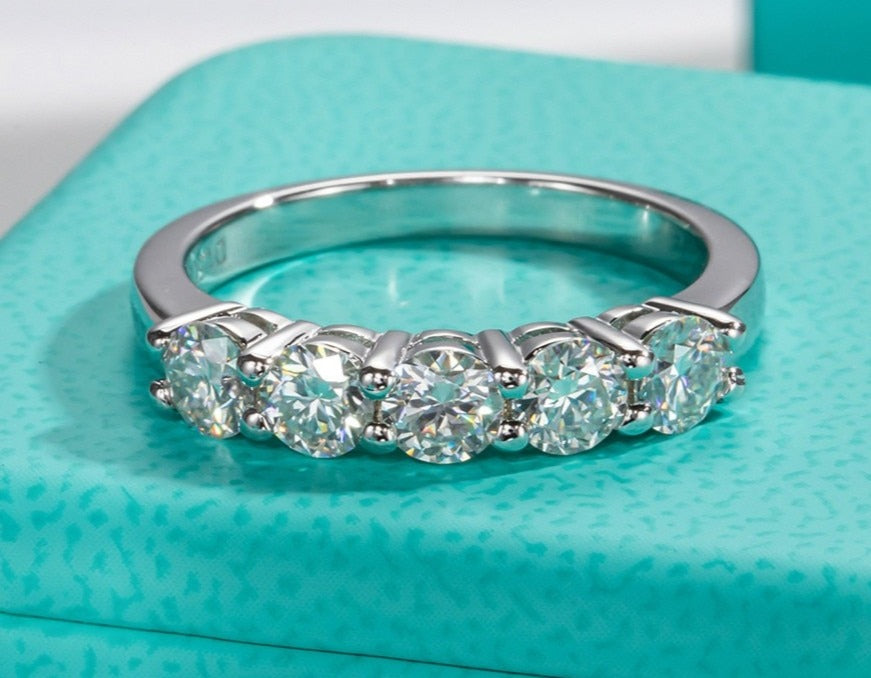 Moissanite Diamond Wedding Band Sterling Silver New Zealand