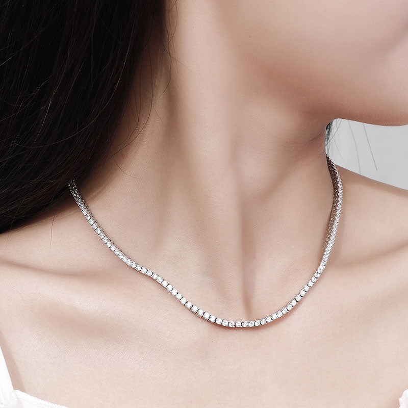 Womens Moissanite Diamond Tennis Necklace
