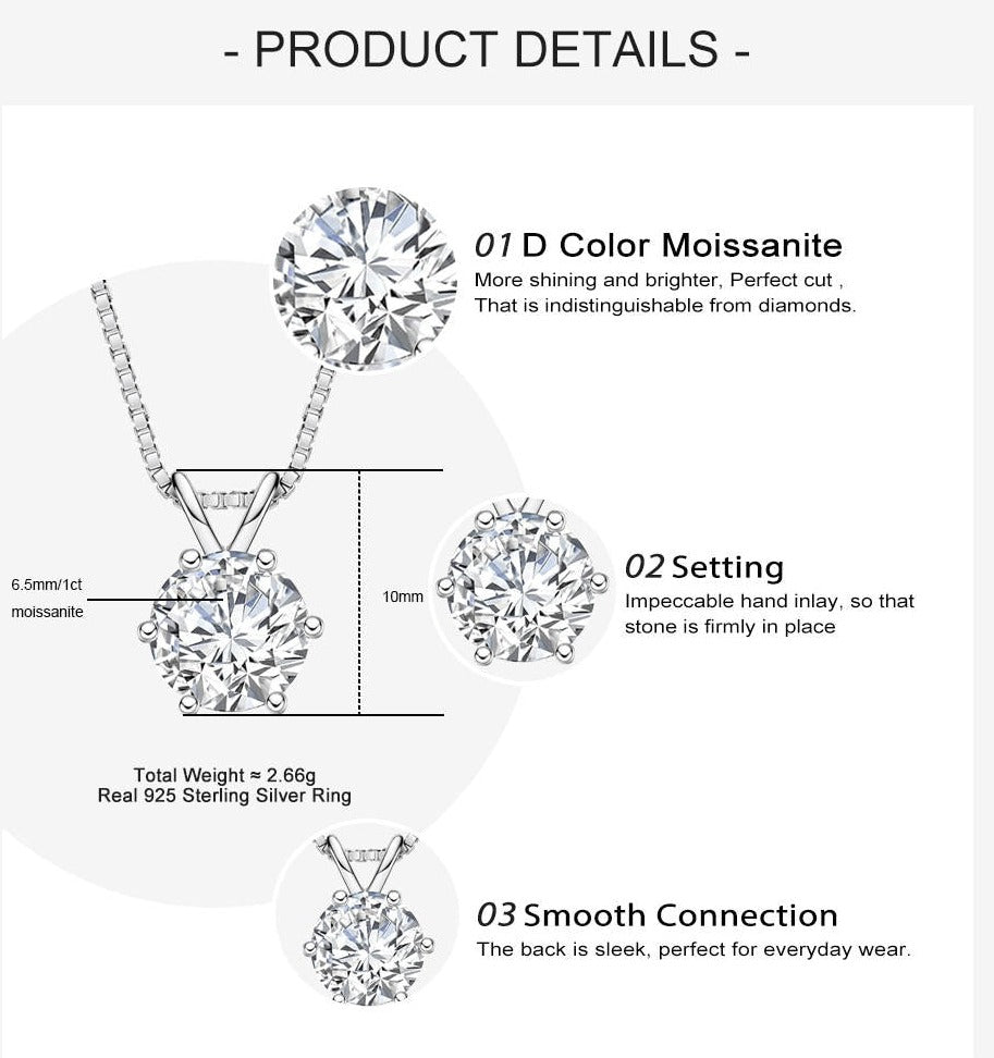 Womens Moissanite Diamond Sterling Silver Pendant NZ