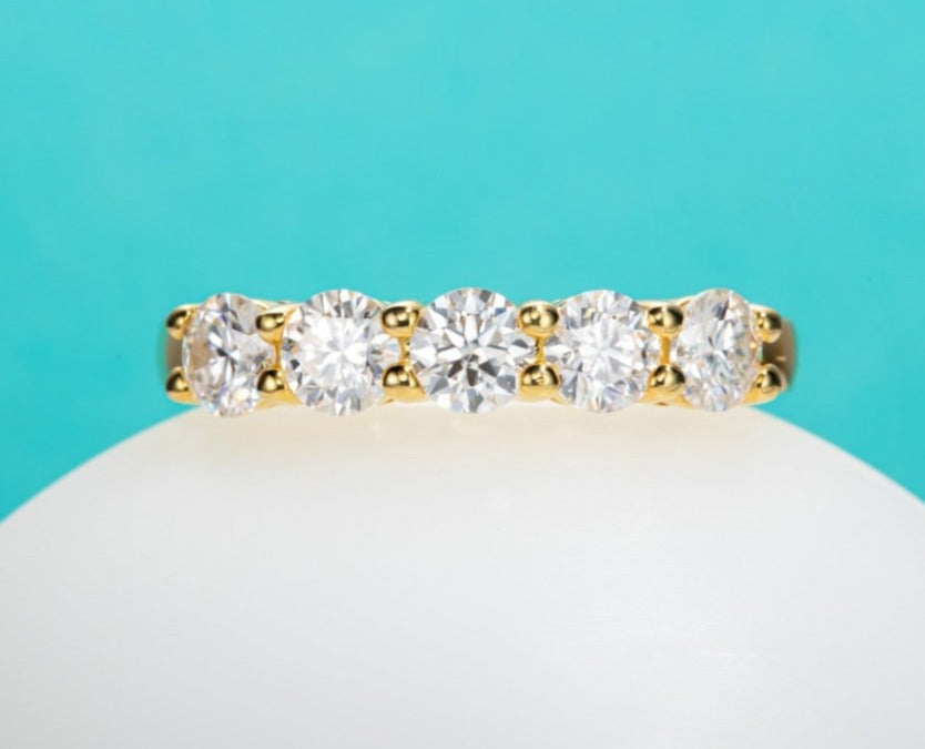 Moissanite Wedding Band 18K Gold Plated New Zealand