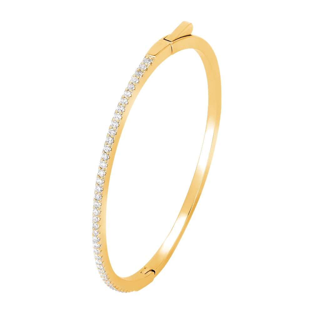 Moissanite Cuff Thin Sterling Silver Bangle