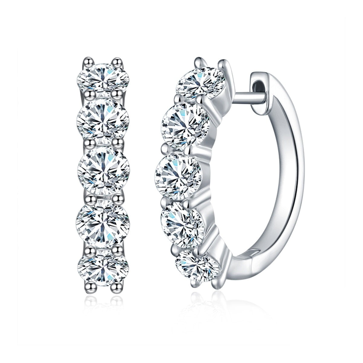 4mm Moissanite Diamond Huggie Hoop Earrings