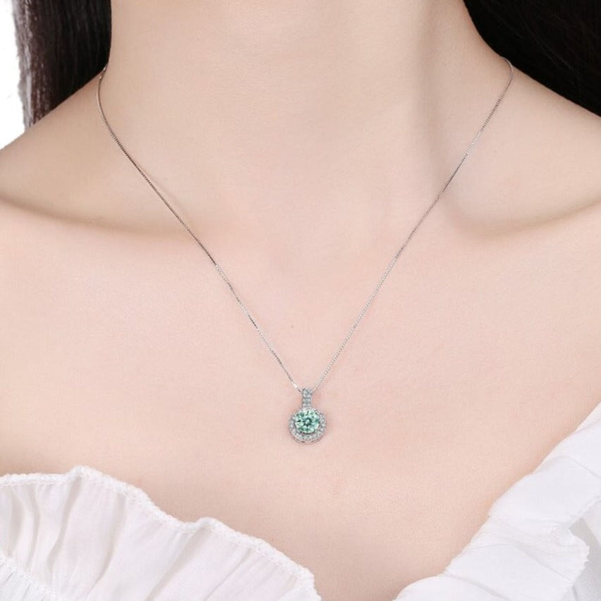 Green Moissanite Pendant Necklace UK
